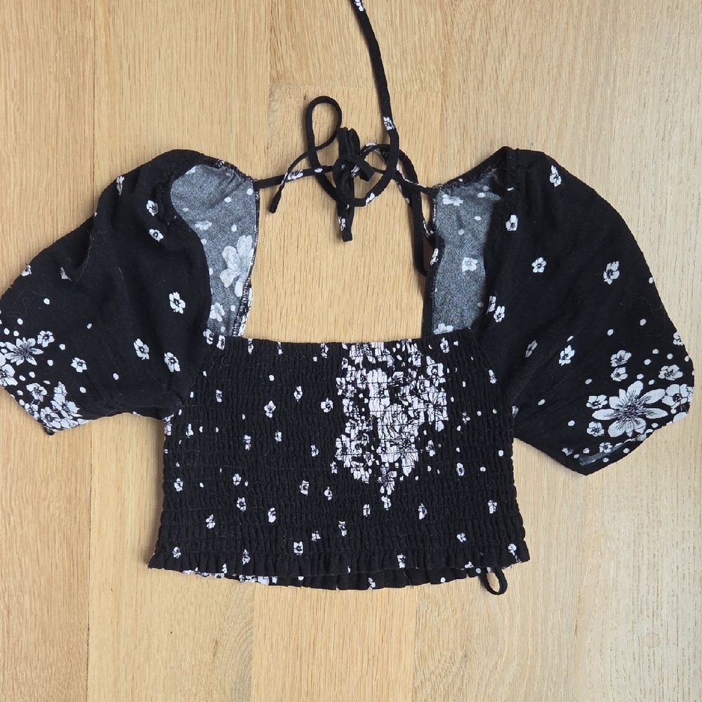 Black Floral Women's Top